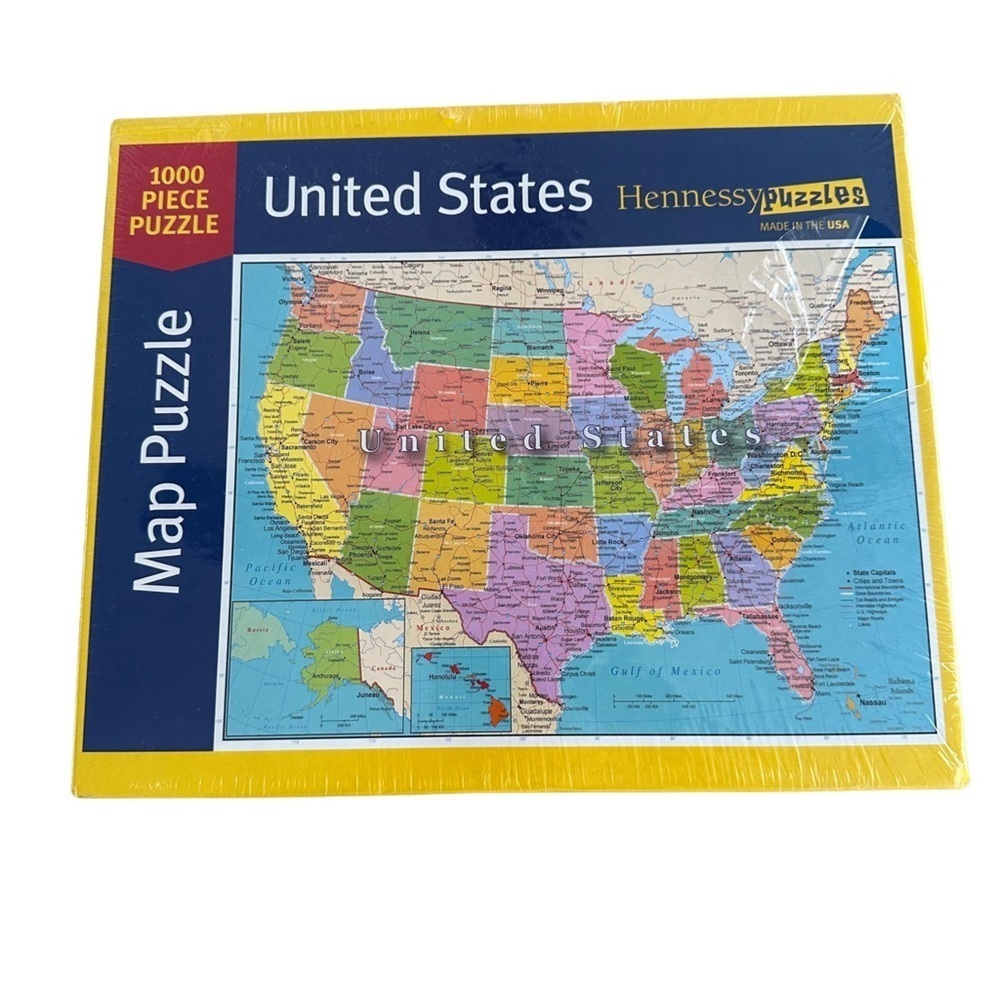 Hennessy United States Of America Map Puzzle 1000 Piece Learning Made Fun NIB